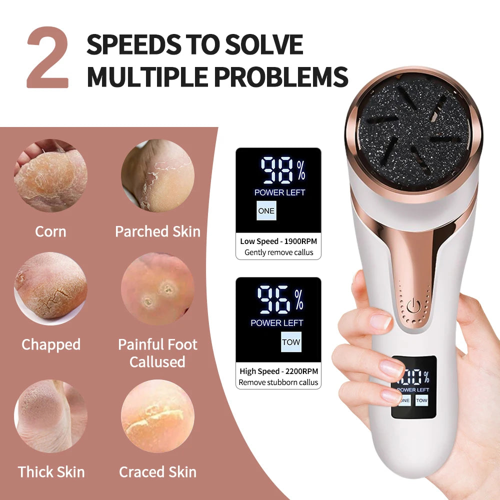 Electric Foot Callous Remover 3 Grinding Heads Waterproof Portable File Dead Hard Cracked Dry Skin Pedicure Tools Rechargeable
