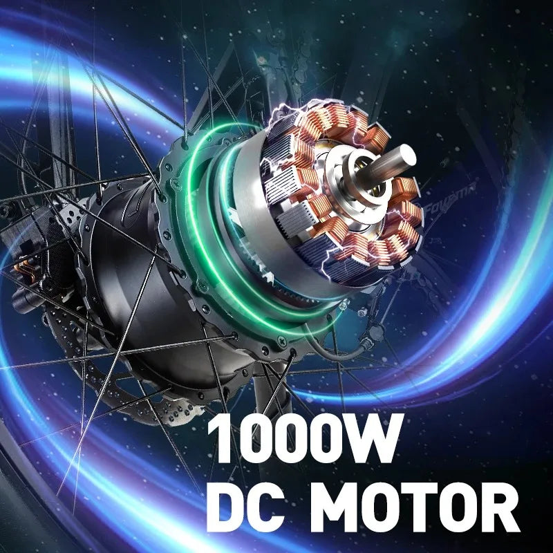 JINGHMA NEW R5 1000W Electric Bicycle 26 Inch Men&#39;s Bike 4.0 Fat Tires Ebike 48V 14AH Lithium Battery 45KM/H Mountain Motorcycl