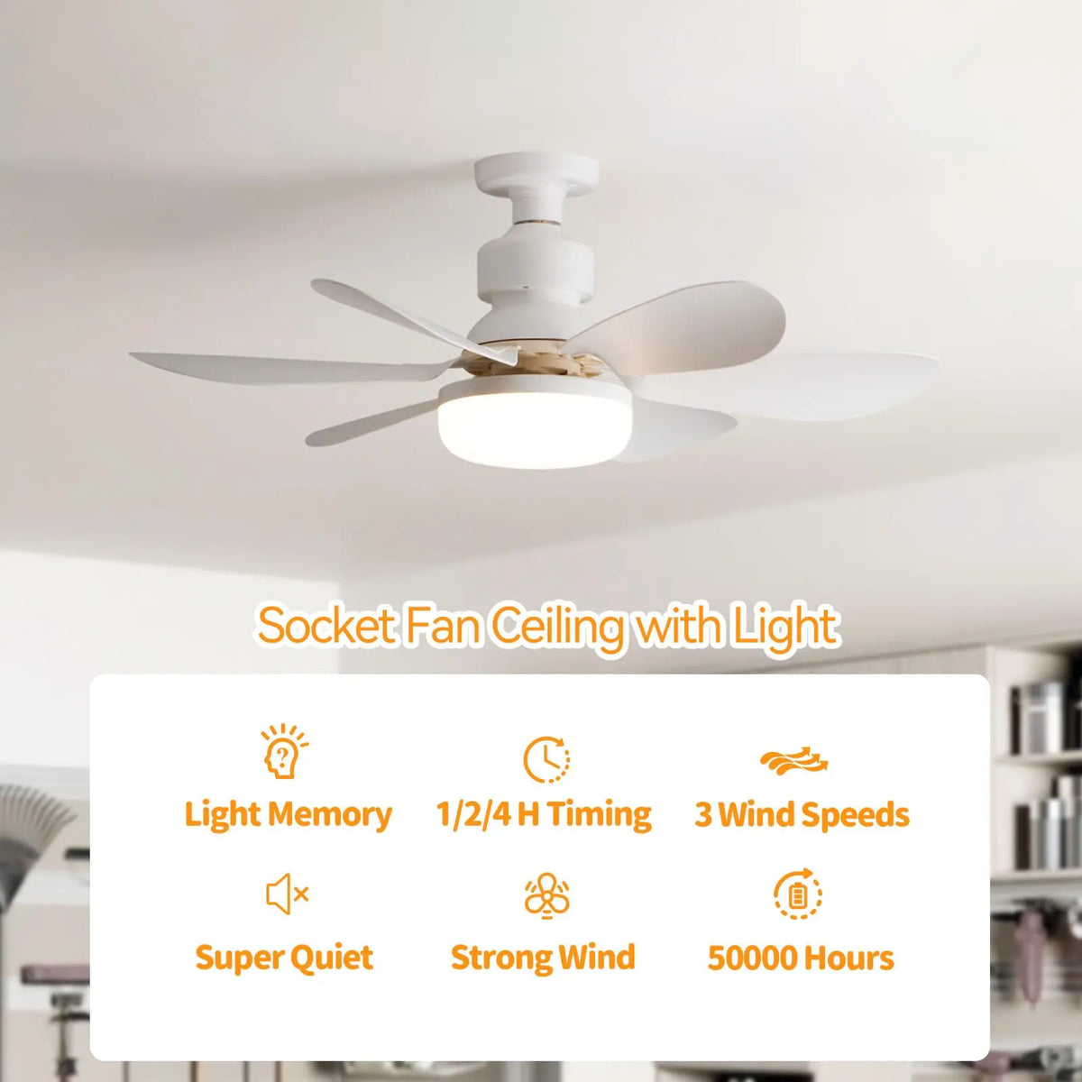 20.5-inch LED 40W ceiling fan light E27 with remote dimming function, suitable for living room, study, and home use, 85-265V - Stereotech