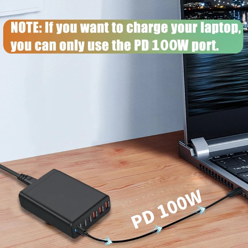 New 200W GaN Desktop charger 6-port USB Type C PD Charger Fast Charge 3.0 Fast Charger Mobile USB charger for iPhone Samsung