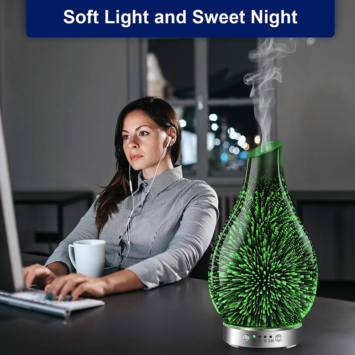 Glass Aromatherapy Oil LED Diffuser - Stereotech