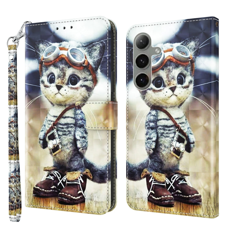 For Samsung Galaxy S24+ 5G 3D Painted Leather Phone Case(Naughty Cat)
