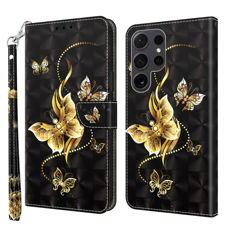 For Samsung Galaxy S24 Ultra 5G 3D Painted Leather Phone Case(Golden