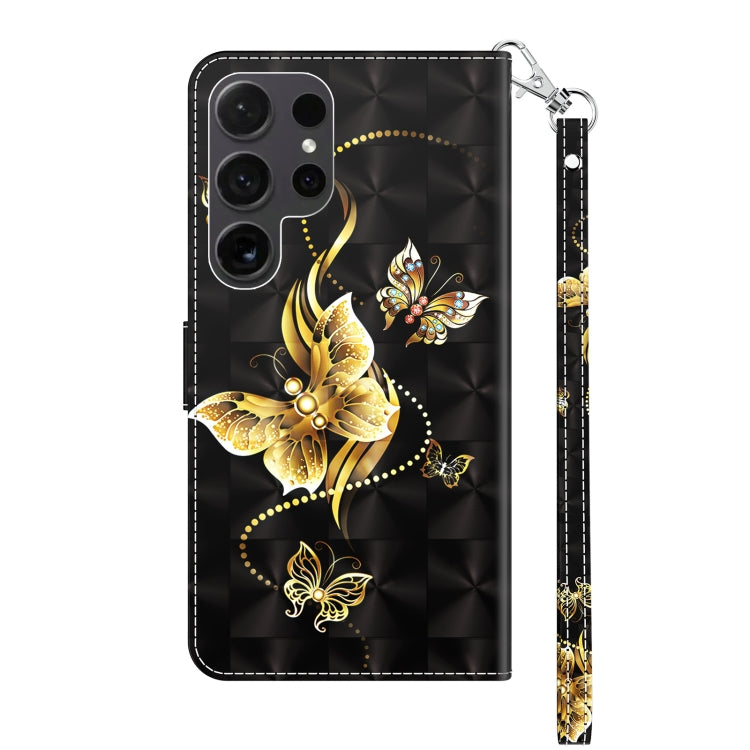 For Samsung Galaxy S24 Ultra 5G 3D Painted Leather Phone Case(Golden