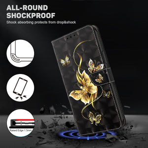 For Samsung Galaxy S24 Ultra 5G 3D Painted Leather Phone Case(Golden
