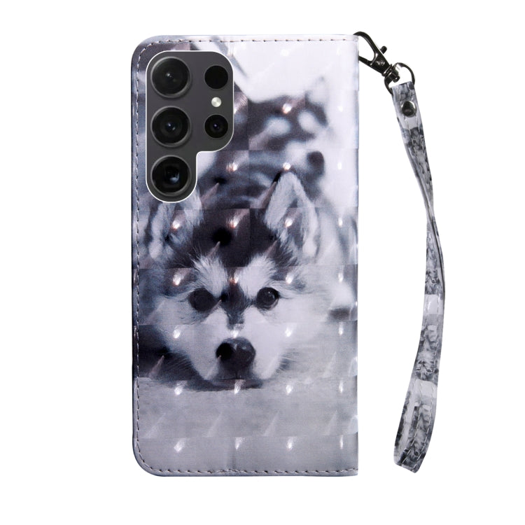 For Samsung Galaxy S24 Ultra 5G 3D Painted Leather Phone Case(Husky)