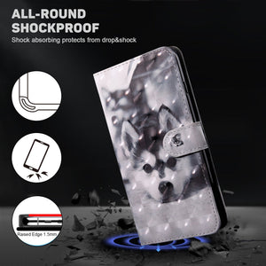 For Samsung Galaxy S24 Ultra 5G 3D Painted Leather Phone Case(Husky)