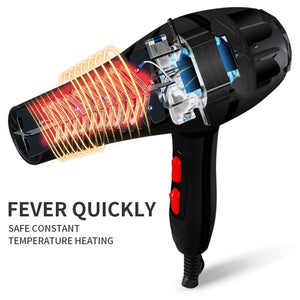 New Powerful Professional Salon Hair Dryer Negative Ion Blow Dryer Electric Hairdryer Hot/Cold Wind With Air  Collecting  Nozzle
