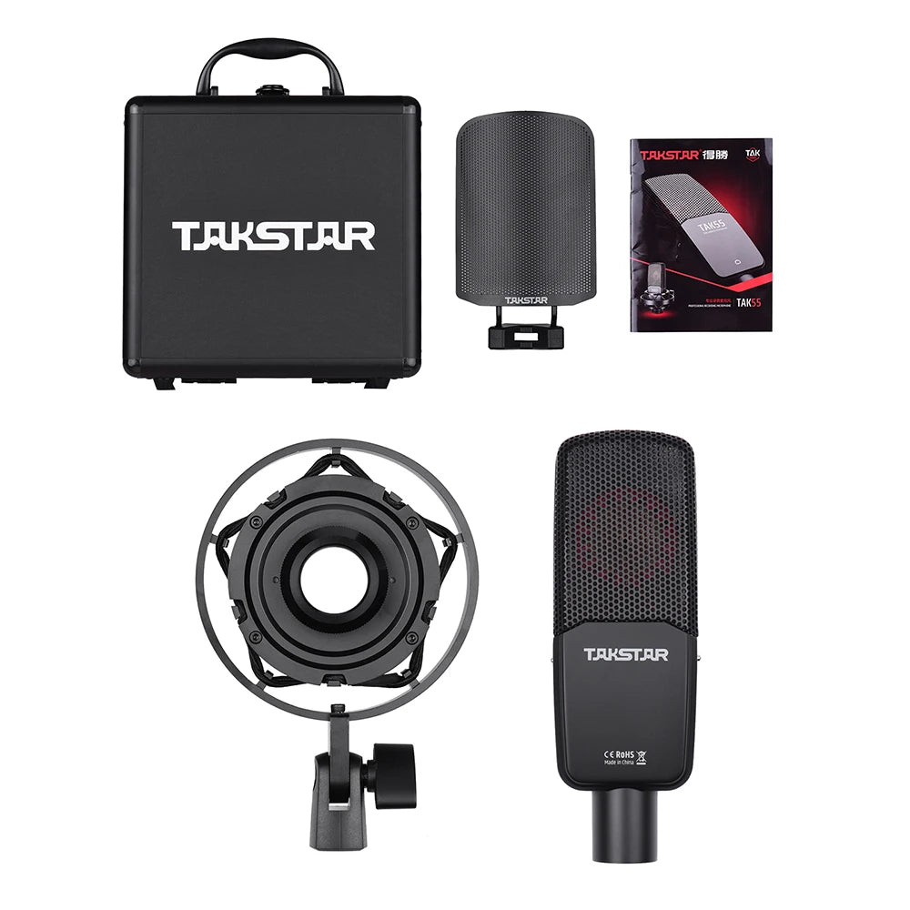 TAKSTAR Recording mini Microphone Condenser Mic with Metal Windscreen Shock Mountfor Studio Video Recording Live Broadcast MIC
