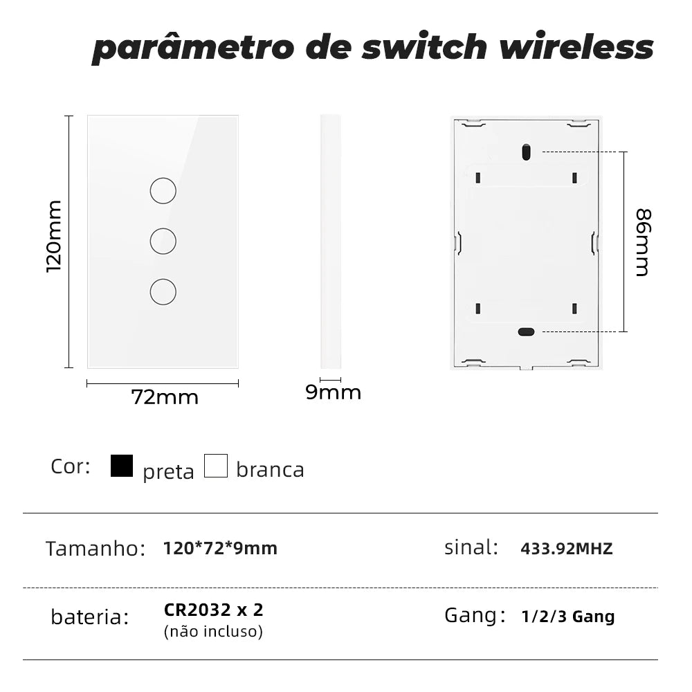 SMATRUL Brazil US 1/2/3 Gang Touch Wireless Switch Light RF 433Mhz Remote Control Smart Home Tempered Glass On Off Lamp ASK