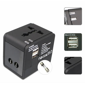 Universal 1A 2.1A Dual USB travel Adapter plug EU US AU UK Multifunction Convert Plug Adaptor Fused 2 USB Charger White Black
