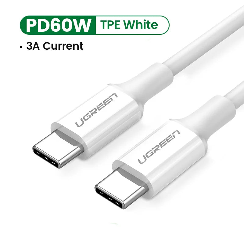 Ugreen PD 60W USB C to USB Type-C Cable QC4.0 3.0 Fast Charge Data Cable for Macbook Samsung S20 S9 USB C Cable for iPhone 15