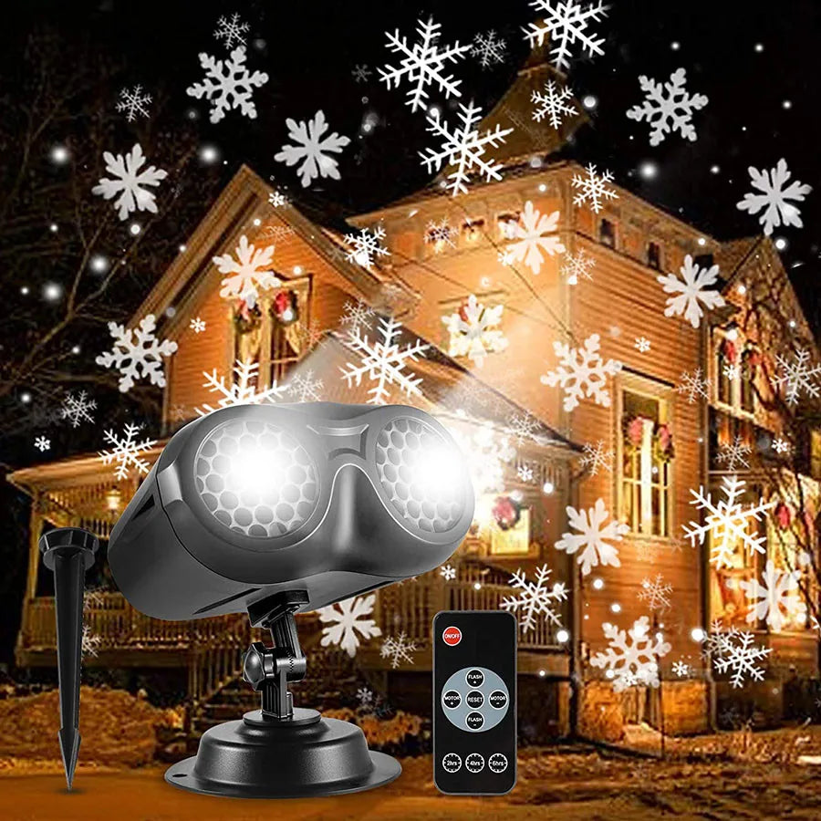New Christmas Snowfall LED Light Projector Christmas Snowflake Projector Light Outdoor Snow Flurries Landscape Light with Remote