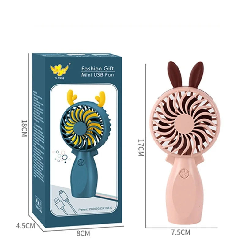 300mAh Portable Mini Rechargeable Cartoon USB Electric Fan Silent Natural Wind Fan For Children Student Outdoor Office - Stereotech