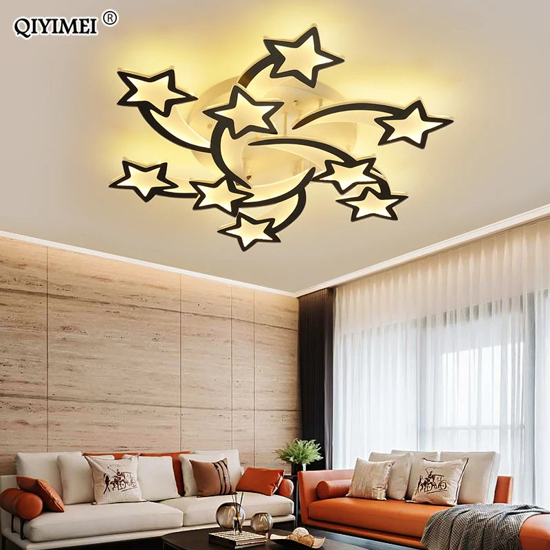 QIYIMEI Modern LED Chandelier White/Black Dimmable Indoor Lighting For Bedroom Hall Living Children&#39;s Room Acrylic Fixture Lamps
