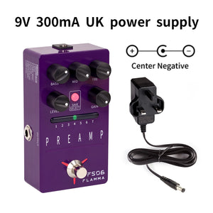 FLAMMA FS06 Preamp Pedal Digital Guitar Effects Pedal with 7 Preamp Models Preset Save Slot Built-in Cabinet Simulation