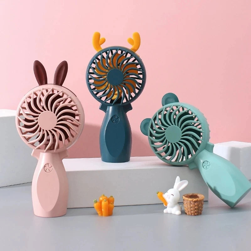 300mAh Portable Mini Rechargeable Cartoon USB Electric Fan Silent Natural Wind Fan For Children Student Outdoor Office - Stereotech