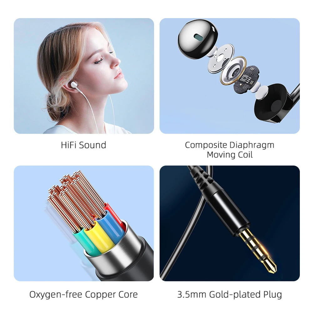Essager 3.5mm In Ear Wired Headphone With Microphone For Xiaomi Redmi Samsung Computer PC Tablets Smartphone Headset Earphone