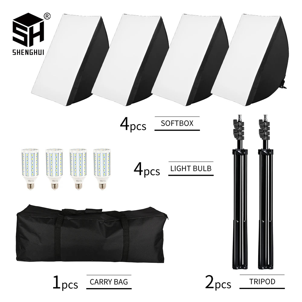 Photography Studio Softbox Lighting Kit Arm for Video &amp; YouTube Continuous Lighting Professional Lighting Set Photo Studio - Stereotech