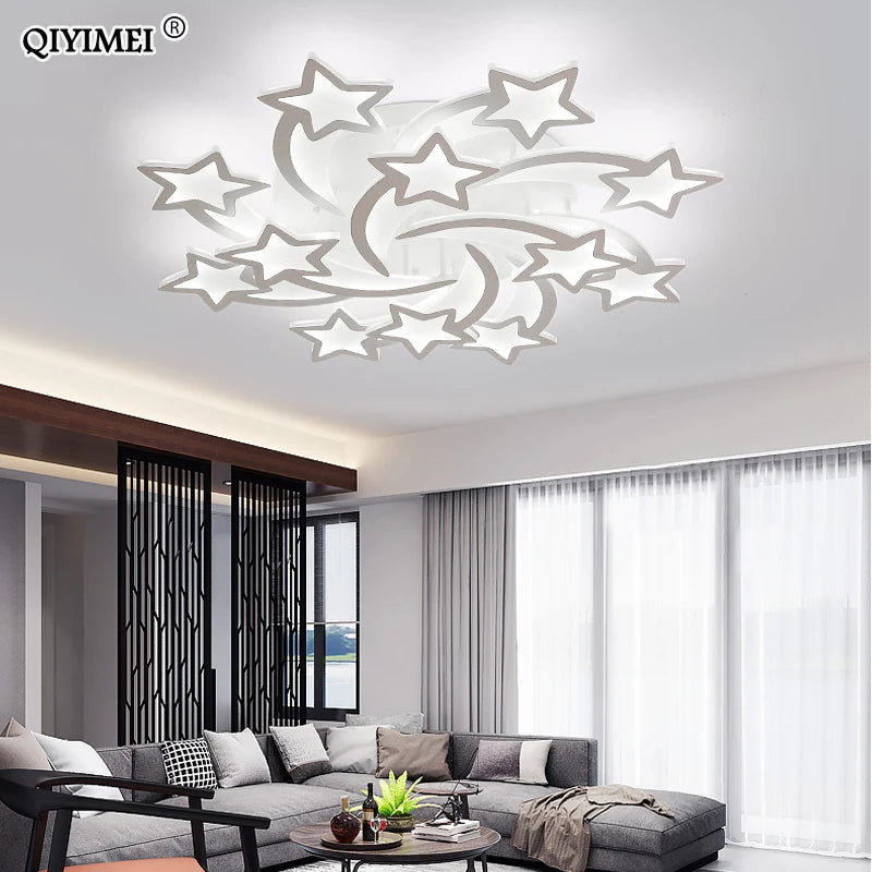 QIYIMEI Modern LED Chandelier White/Black Dimmable Indoor Lighting For Bedroom Hall Living Children&#39;s Room Acrylic Fixture Lamps