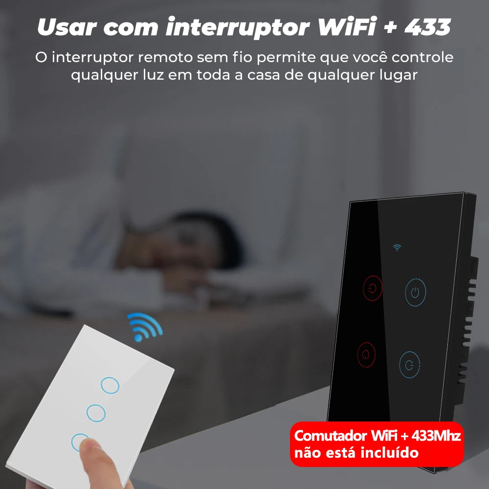SMATRUL Brazil US 1/2/3 Gang Touch Wireless Switch Light RF 433Mhz Remote Control Smart Home Tempered Glass On Off Lamp ASK