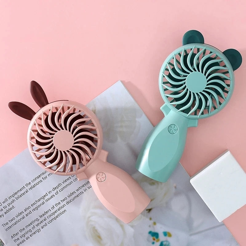 300mAh Portable Mini Rechargeable Cartoon USB Electric Fan Silent Natural Wind Fan For Children Student Outdoor Office - Stereotech