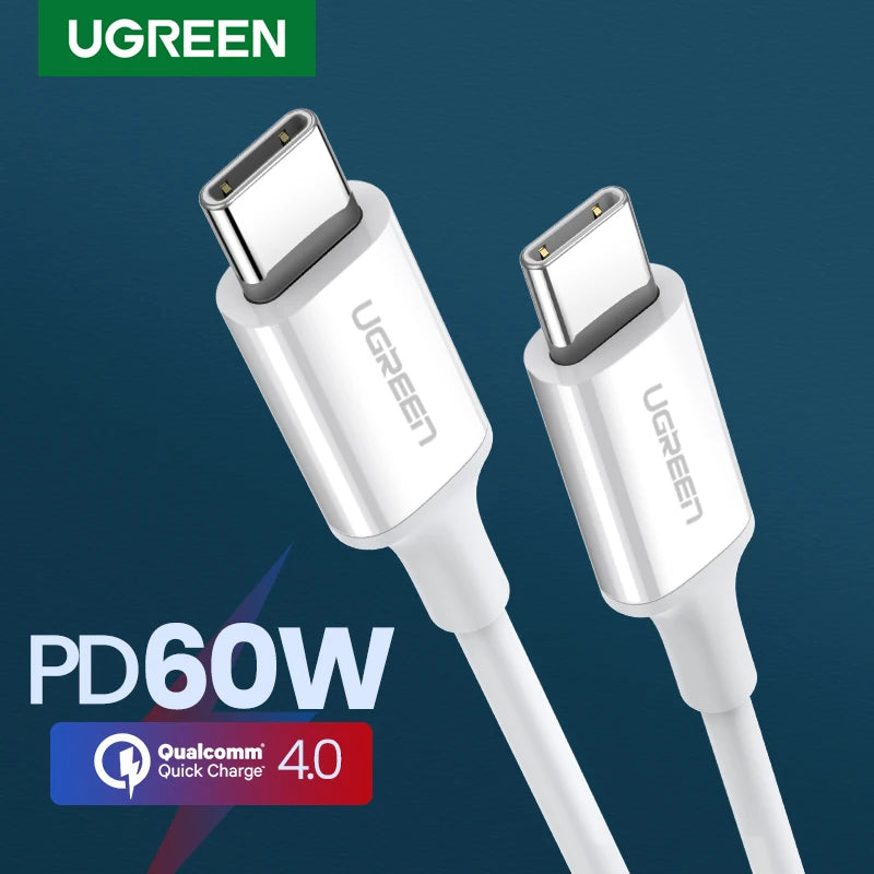 Ugreen PD 60W USB C to USB Type-C Cable QC4.0 3.0 Fast Charge Data Cable for Macbook Samsung S20 S9 USB C Cable for iPhone 15