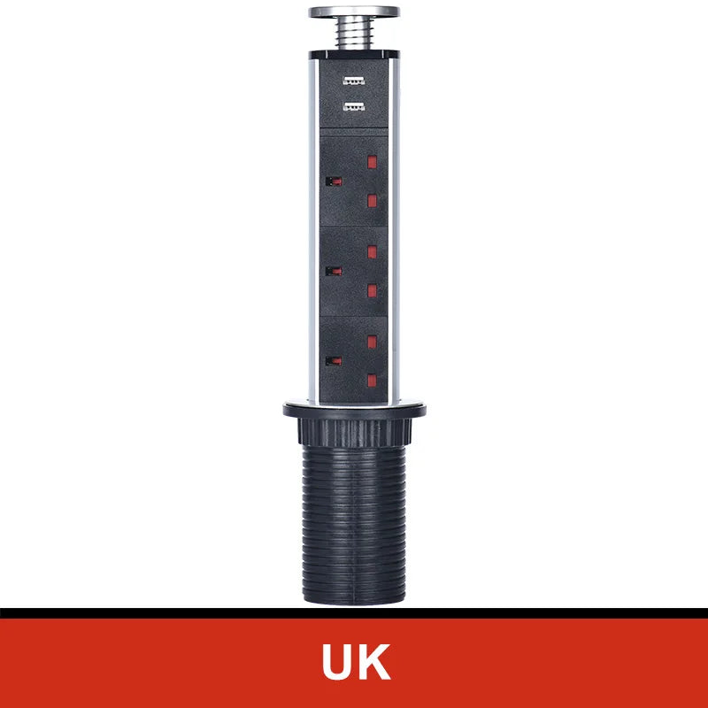 NEW 2/3/4/5 power Plug Hidden Kitchen Table Pop Up EU AU US UK FR PLUG USB charge Electrical Power Desktop Sockets