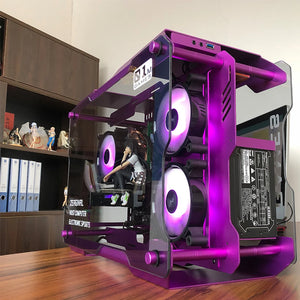 MATX ITX Motherboard DIY Open Desktop Case USB3.0 Computer Gaming Case Tempered Glass Transparent With 3x120MM RGB Fan Cooling - Stereotech