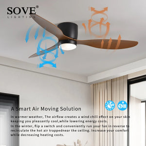 SOVE Modern White Ceiling Fan With Led Light Ceiling Light Fan Ceiling Fans With Lights Led Fan Lamp Remote Control - Stereotech