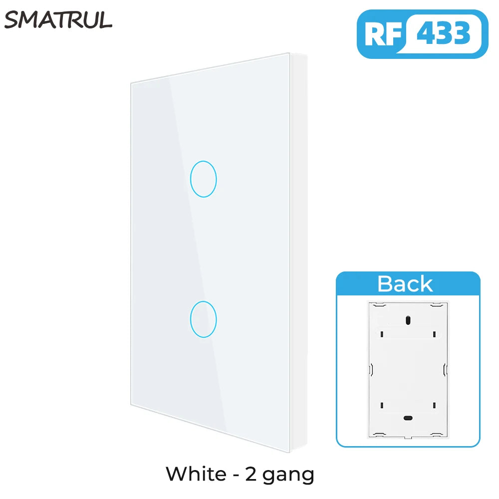 SMATRUL Brazil US 1/2/3 Gang Touch Wireless Switch Light RF 433Mhz Remote Control Smart Home Tempered Glass On Off Lamp ASK