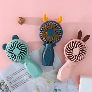 300mAh Portable Mini Rechargeable Cartoon USB Electric Fan Silent Natural Wind Fan For Children Student Outdoor Office - Stereotech