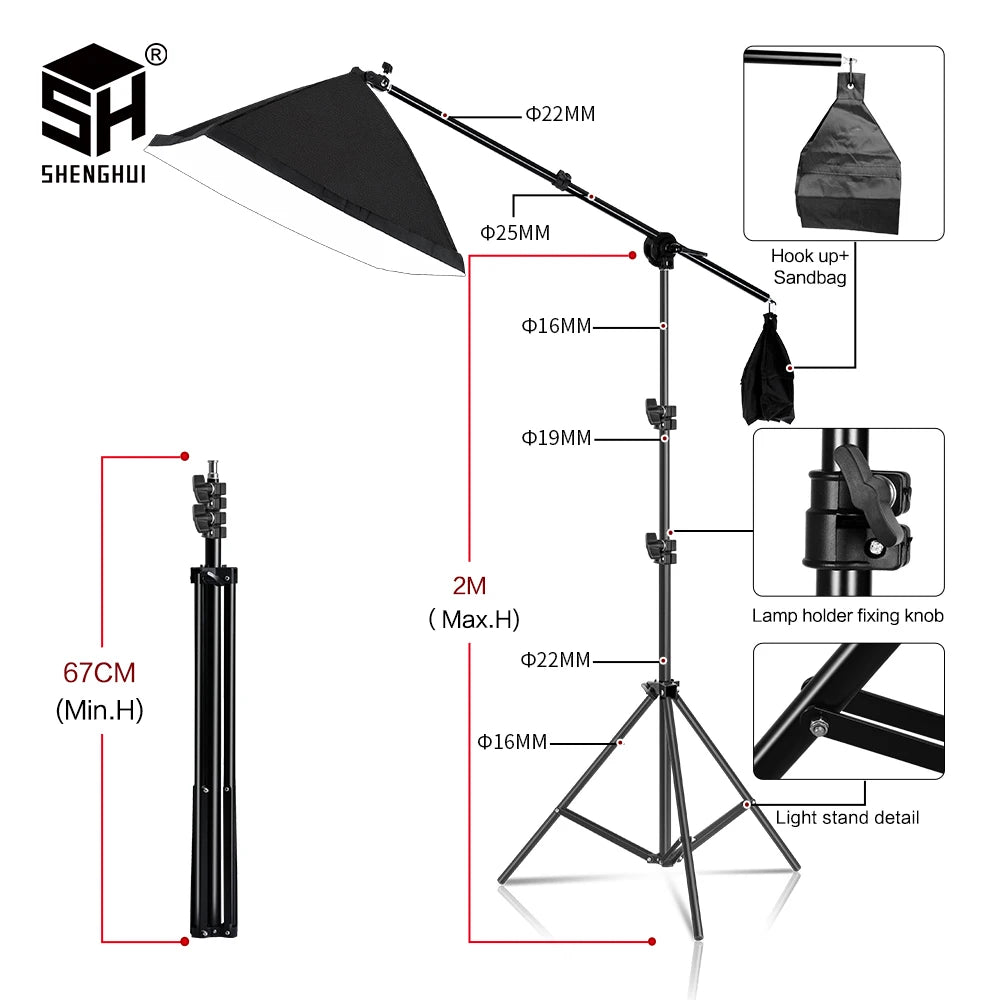 Photography Studio Softbox Lighting Kit Arm for Video &amp; YouTube Continuous Lighting Professional Lighting Set Photo Studio - Stereotech