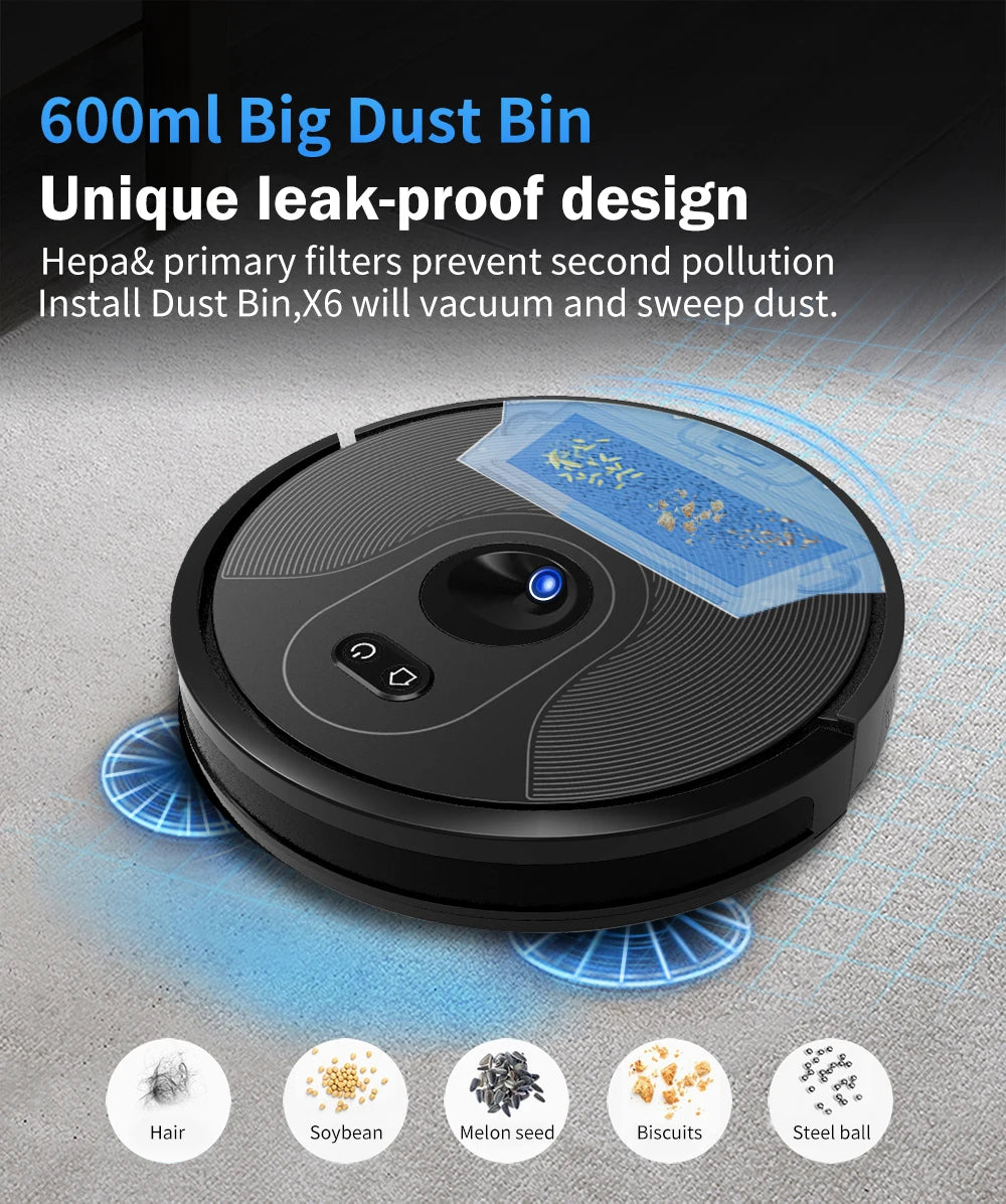 ABIR X6 Robot Vacuum Cleaner, Visual Navigation,APP Virtual Barrier,6000PA Suction,Smart Home Mop,Floor Carpet Washing Appliance - Stereotech