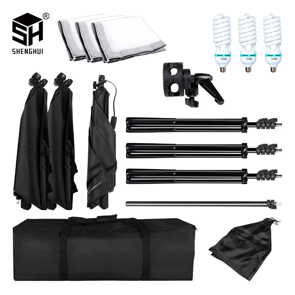 Photography Studio Softbox Lighting Kit Arm for Video &amp; YouTube Continuous Lighting Professional Lighting Set Photo Studio - Stereotech