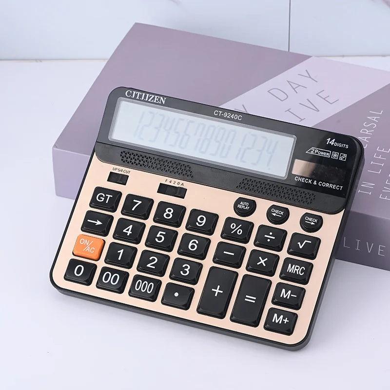 14 Digits Electronic Calculator Large Screen Desktop Calculators Home Office School Calculators Financial Accounting Tools - Stereotech