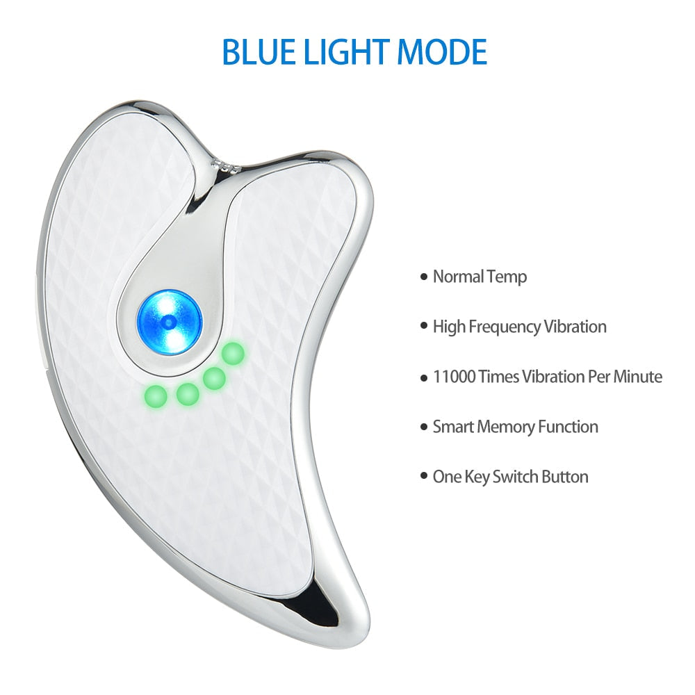 Electric Facial Scraper Red Blue LED Light Face Lift Device - Stereotech