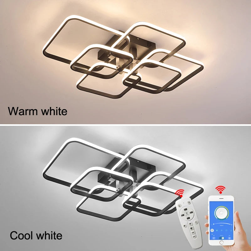 Modern led Chandelier for bedroom studyroom Remote control+App dimming 90-260V lampara techo modern chandelier light fixtures