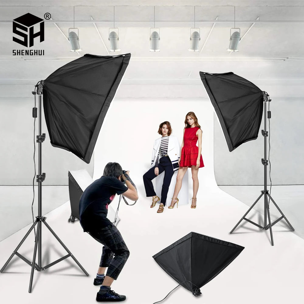 Photography Studio Softbox Lighting Kit Arm for Video &amp; YouTube Continuous Lighting Professional Lighting Set Photo Studio - Stereotech