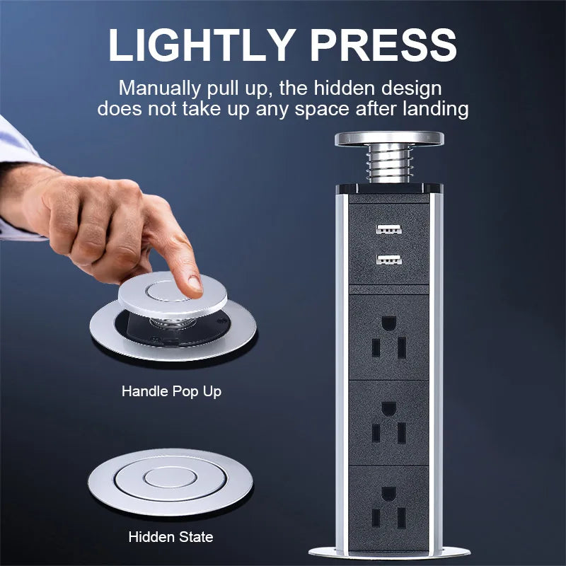 NEW 2/3/4/5 power Plug Hidden Kitchen Table Pop Up EU AU US UK FR PLUG USB charge Electrical Power Desktop Sockets