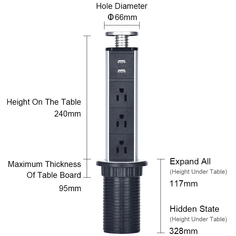 NEW 2/3/4/5 power Plug Hidden Kitchen Table Pop Up EU AU US UK FR PLUG USB charge Electrical Power Desktop Sockets