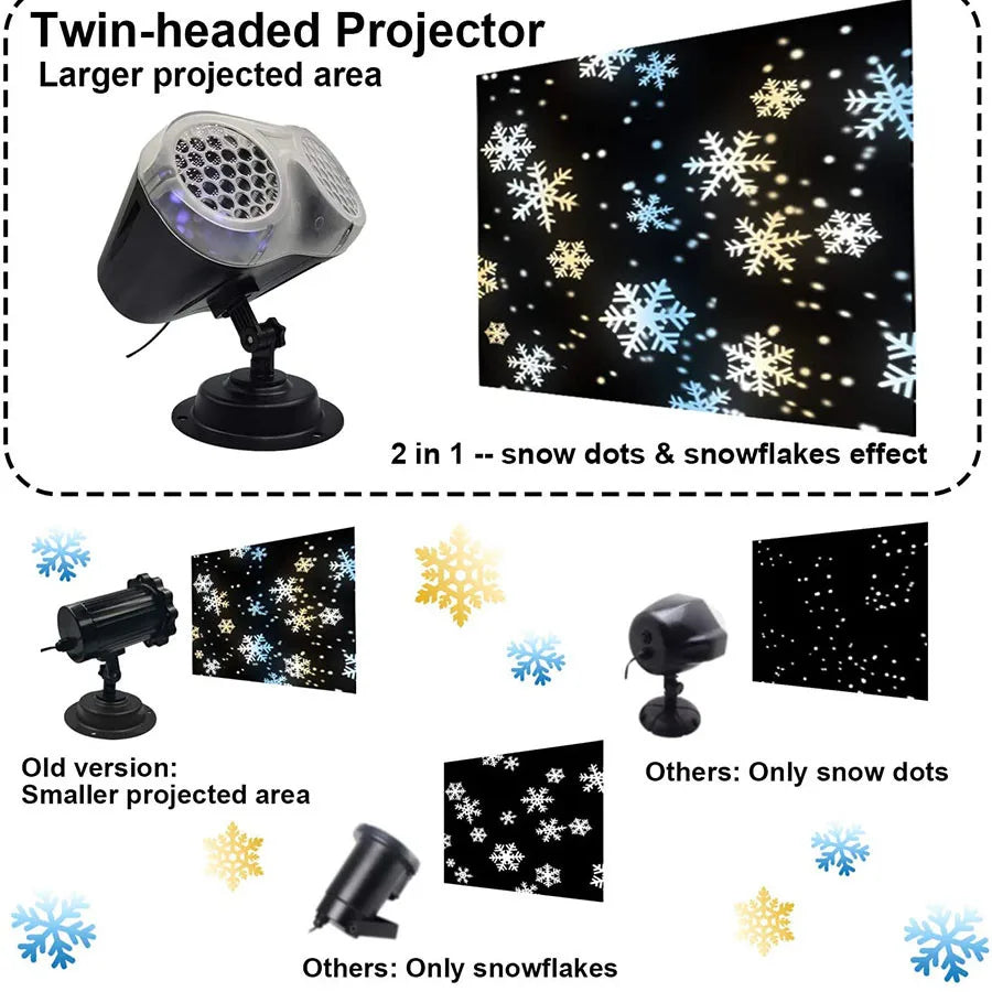New Christmas Snowfall LED Light Projector Christmas Snowflake Projector Light Outdoor Snow Flurries Landscape Light with Remote