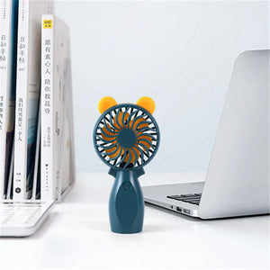 300mAh Portable Mini Rechargeable Cartoon USB Electric Fan Silent Natural Wind Fan For Children Student Outdoor Office - Stereotech
