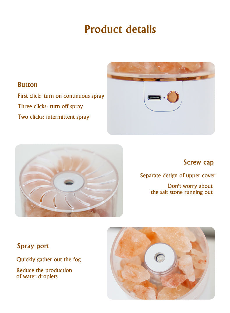 LED Crystal Salt Stone Humidifier - Stereotech