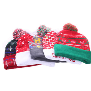 ON SALE! 2025 New Year LED Knitted Christmas Hat Beanie Light Up Illuminate Warm Hat For Kids Adults New Year Christmas Decor
