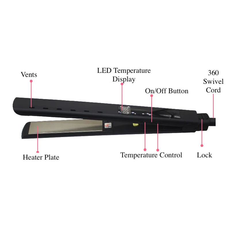 Professional Hair Straightener LED Nano Titanium Flat Iron Wet/Dry Hair Styling Tools