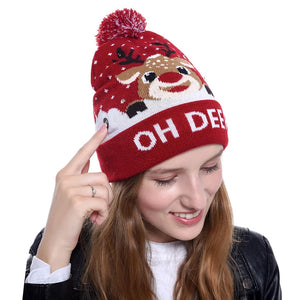 ON SALE! 2025 New Year LED Knitted Christmas Hat Beanie Light Up Illuminate Warm Hat For Kids Adults New Year Christmas Decor