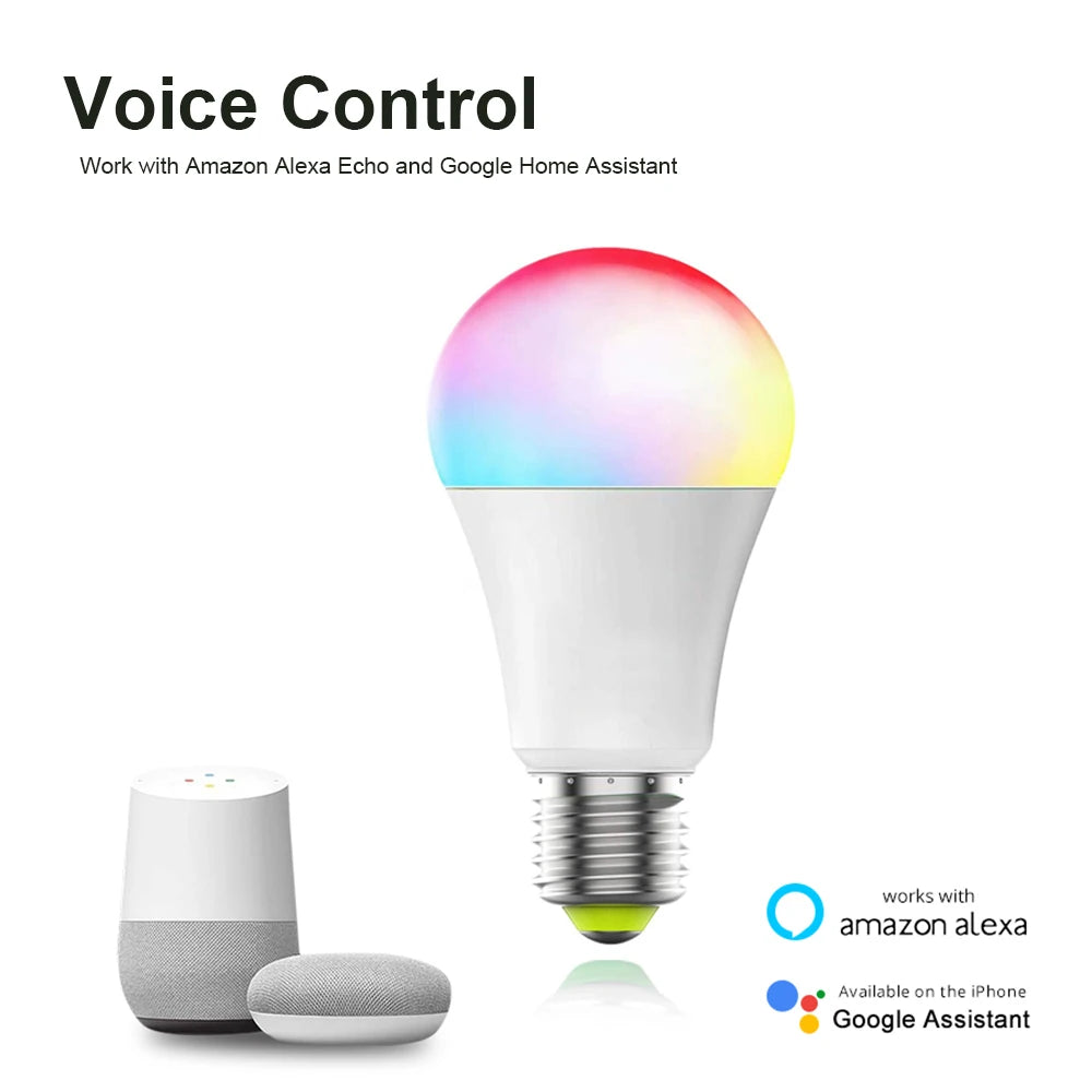 AVATTO Tuya 15W WiFi Smart Home Light Bulb, E27 RGB LED Lamp Dimmable with Smart Life APP, Voice Control for Google Home, Alexa - Stereotech