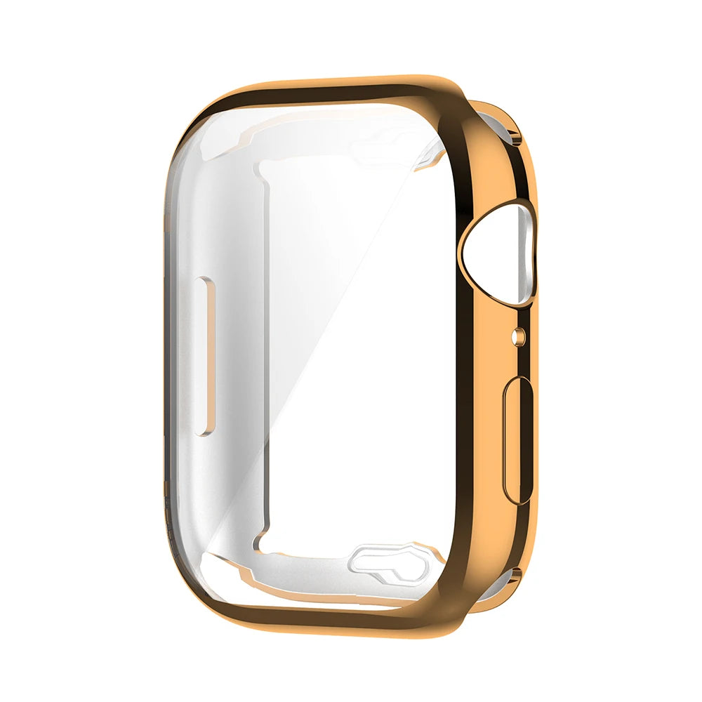 Rose Gold Case Compatible for Apple Watch 45mm Series 7 41mm Screen Protector Ultra-Thin Soft TPU HD Overall Protective Cover - Stereotech