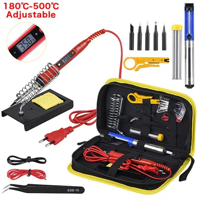 JCD Soldering Iron Kit Adjustable Temperature 220V 80W LCD Digital Display Welding Repair Tools With Solder Tin Iron Tips 908S